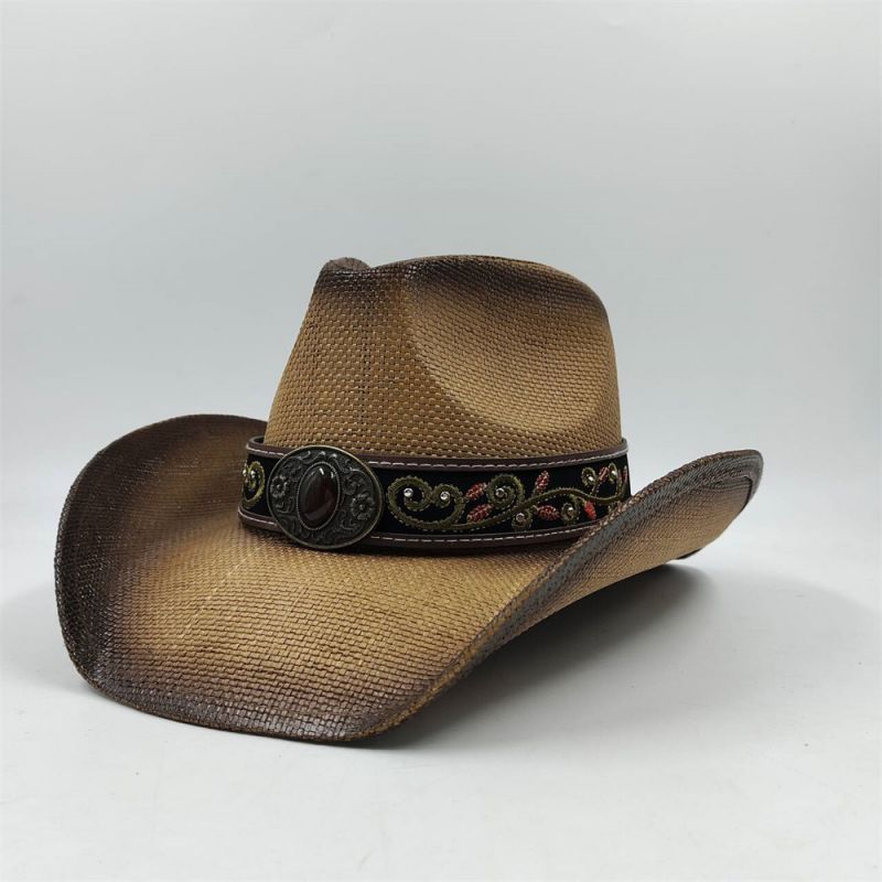 100% papper Fashion Cowboy Summer Paper Straw Big Brim Hat