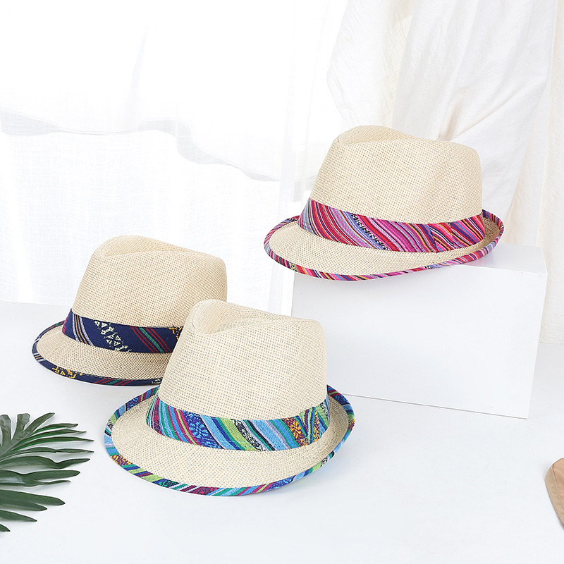 Billig Etnisk Sommar Andas Halm Trilby Hat