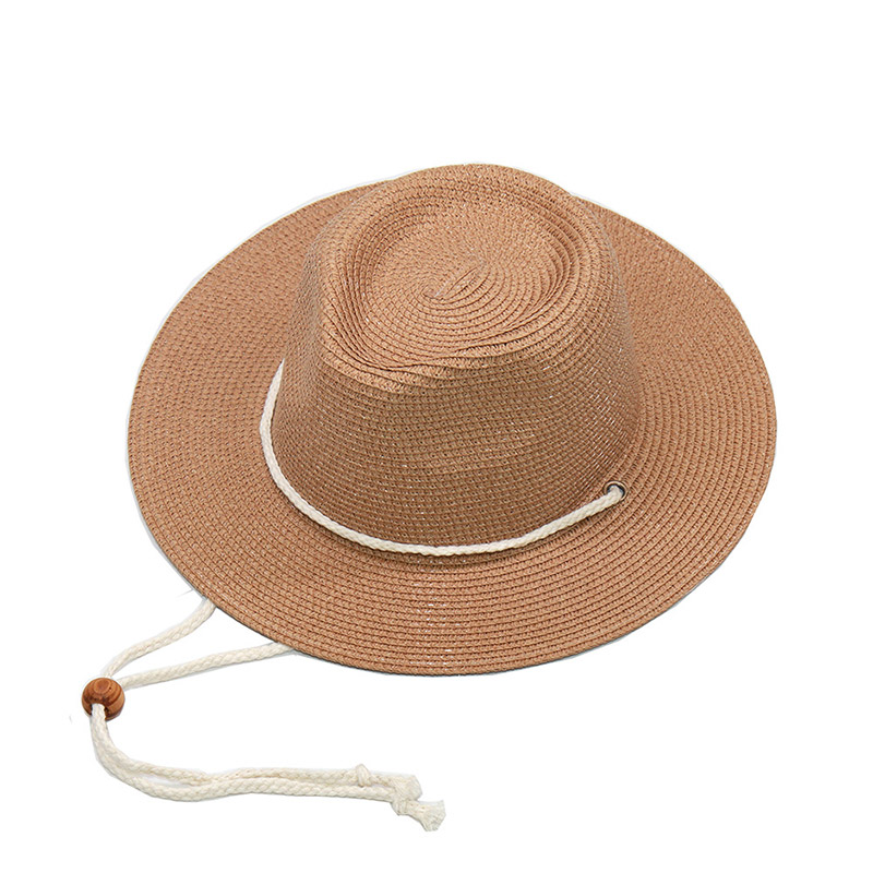 Custom Brand Paper Straw Fedora Hat med dragsko