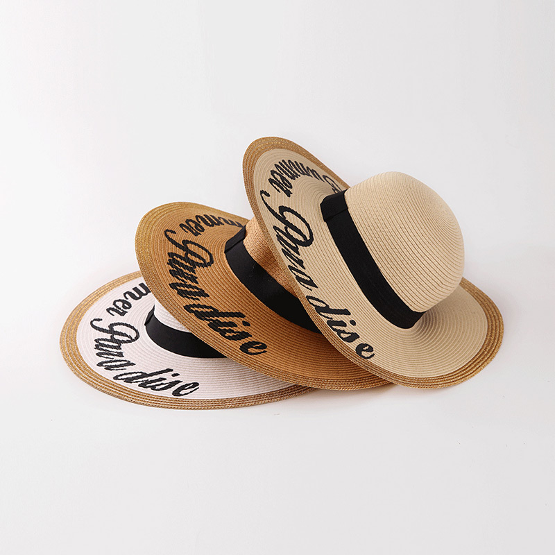 Custom Printed Logo Floppy Beach Straw Hat för Event