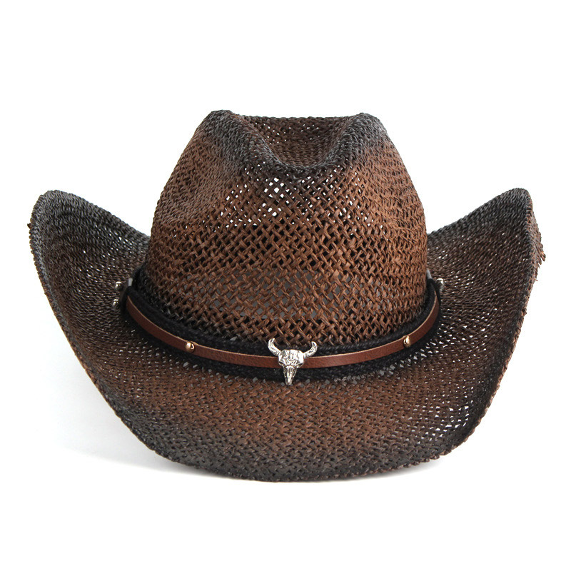 Mörkbrun sommar Western Cowboy halmhatt