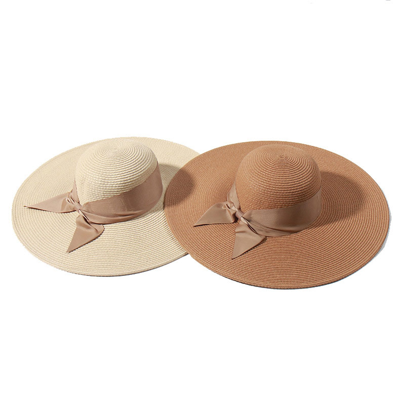 Lady Elagent Straw Floppy Hat med Bowknot