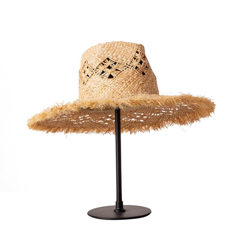 Lady's raffia halm fedora solhatt tillverkad i Kina