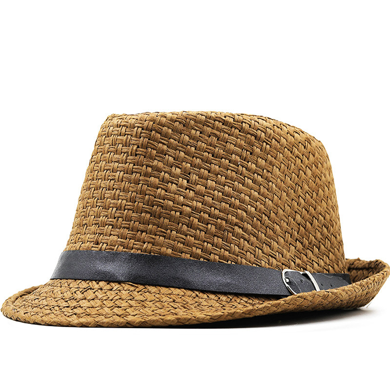 Män mörkbrun halmtyg Trilby solhatt