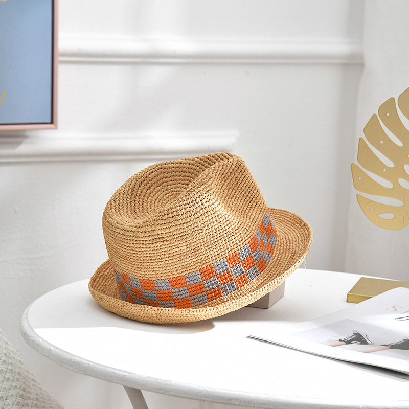 Raffia Halm Virkad Fedora Straw Hat