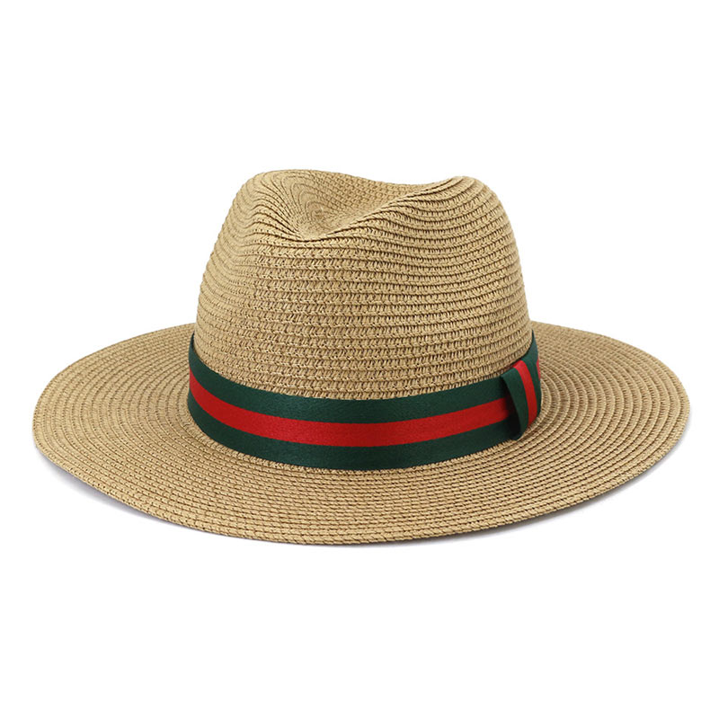 Ribbon Trim Enfärgad China Panama Straw Hat